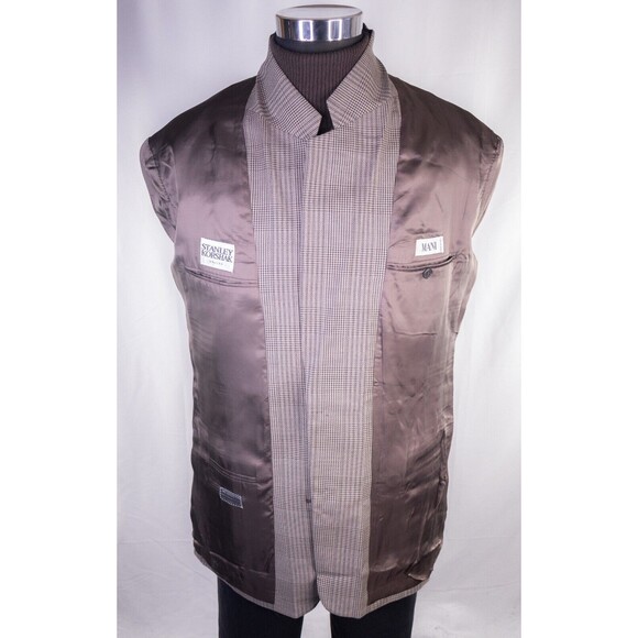 MANI Vintage Sport Coat Jacket Blazer Men Size 44R Brown Plaid Two Button WOOL - Picture 9 of 15